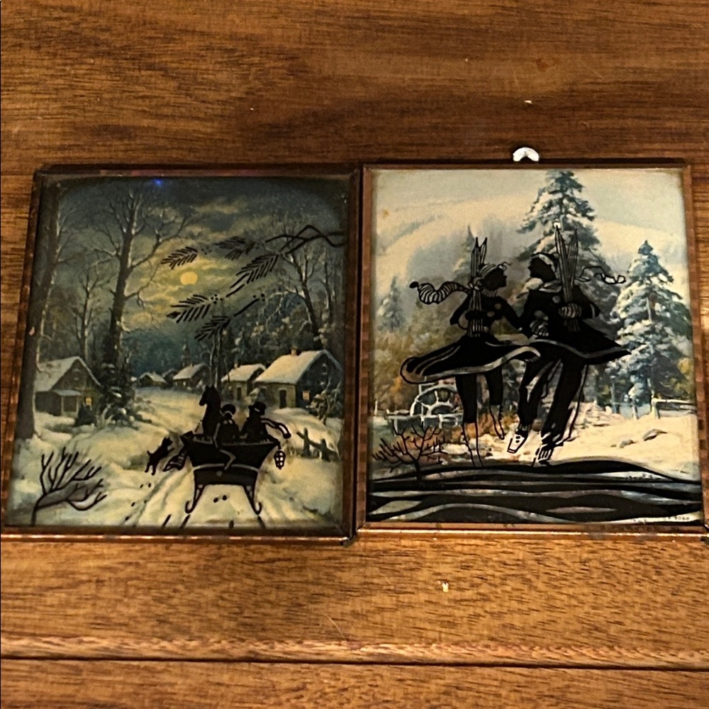 Vintage Winter Scene Glass Art